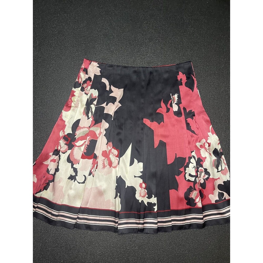 ELIE TAHARI Y2K  Sz 2 Women's Floral Skirt, Black, Red/Berry and Cream/White